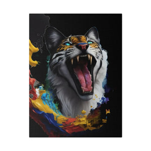 Wild Cat Matte Canvas – Radial Pine Wall Art - Dipaliz - Posters Prints & Visual Artwork