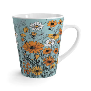 Vibrant Wild Flowers Latte Mug - 12oz Ceramic - Dipaliz - Mugs