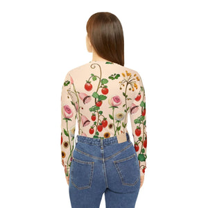 Whimsical Garden Wild Flowers and Berries Women’s Long Sleeve V-neck Shirt (aop) - T-shirts