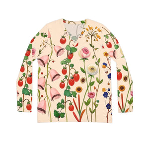 Whimsical Garden Wild Flowers and Berries Women’s Long Sleeve V-neck Shirt (aop) - T-shirts