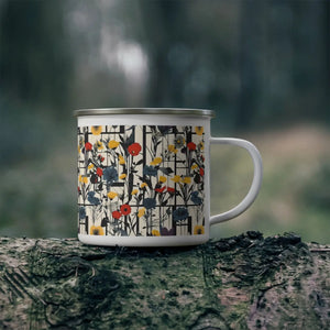 Rugged Enamel Camping Mug - Wild Flowers Stainless Steel - Dipaliz - Mugs