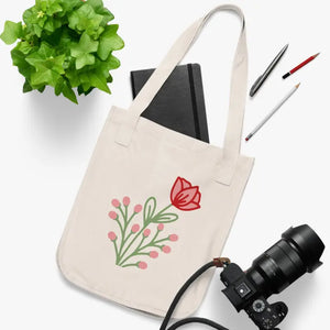 Canvas Tote Bag - Floral Eco-friendly Bold Style - Dipaliz - one Size / Natural - Bags