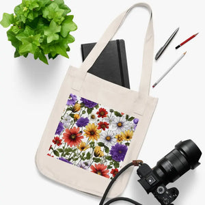 Floral Canvas Tote Bag - Eco-friendly Spacious Style - Dipaliz - one Size / Natural - Bags