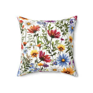 Wild Flowers Polyester Square Pillow - Dipaliz - Throw Pillows