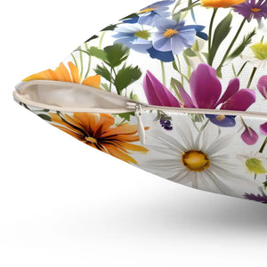 Wild Flowers Polyester Square Pillow - Dipaliz - Throw Pillows