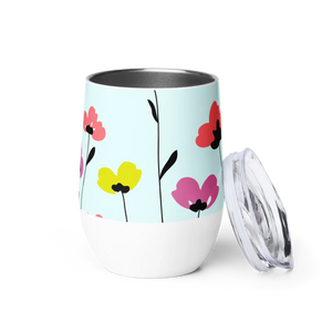 Insulated Wine Tumbler - Wild Flowers Stainless Steel - Dipaliz - Tumblers