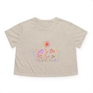 Chic Wild Flowers Flowy Cropped Tee - Women’s - Dipaliz - T-shirts