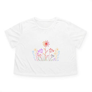 Chic Wild Flowers Flowy Cropped Tee - Women’s - Dipaliz - T-shirts