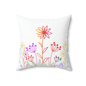Wild Flowers Throw Pillow – Polyester Square - Dipaliz - Pillows