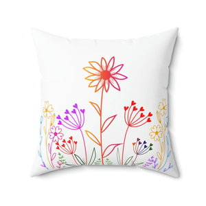 Wild Flowers Throw Pillow – Polyester Square - Dipaliz - Pillows