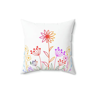 Wild Flowers Throw Pillow – Polyester Square - Dipaliz - Pillows
