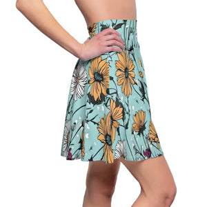 Wildflowers on Teal Women’s Skater Skirt (aop) - Skirts