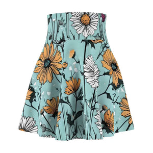 Wildflowers on Teal Women’s Skater Skirt (aop) - Skirts