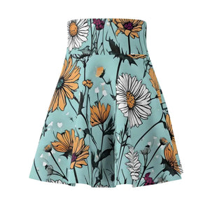 Wildflowers on Teal Women’s Skater Skirt (aop) - Skirts