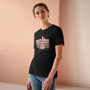 Women’s Premium Floral Tee no Rain Flowers Comfort - Dipaliz - Black / s - T-shirts