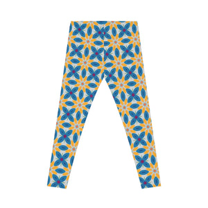 Blue Floral Spandex Leggings - Active Athleisure - Dipaliz - Activewear