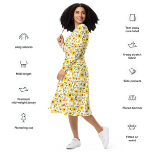 Print Long Sleeve Midi Dress – Fiesta Style - Dipaliz - Dresses - Xs