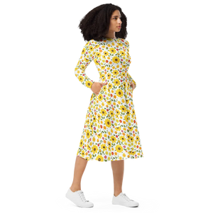 Print Long Sleeve Midi Dress – Fiesta Style - Dipaliz - Dresses - Xs