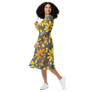 Long Sleeve Midi Dress – Polyester Elastane - Dipaliz - Dresses - Xs