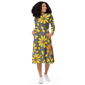 Long Sleeve Midi Dress – Polyester Elastane - Dipaliz - Dresses - Xs