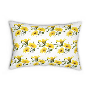 Spun Polyester Lumbar Pillow - Yellow Morning Glory Design - Dipaliz - 20’’ × 14’’ - Throw Pillows