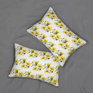 Spun Polyester Lumbar Pillow - Yellow Morning Glory Design - Dipaliz - 20’’ × 14’’ - Throw Pillows