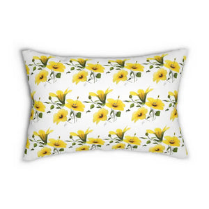 Spun Polyester Lumbar Pillow - Yellow Morning Glory Design - Dipaliz - 20’’ × 14’’ - Throw Pillows