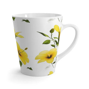 Yellow Morning Glory Latte Mug - Floral Coffee Cup - Dipaliz - 12oz / Mugs