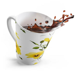 Yellow Morning Glory Latte Mug - Floral Coffee Cup - Dipaliz - 12oz / Mugs