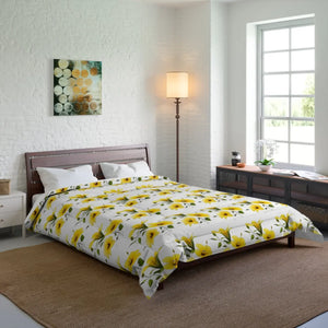 Yellow Morning Glory Quilt - Soft Lightweight Bedding - Dipaliz - Quilts & Comforters