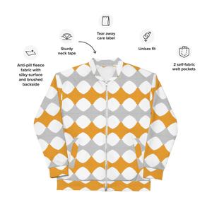 Bold Yellow Pattern Unisex Bomber Jacket - Fleece - Dipaliz - Jackets