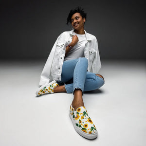 Vibrant Canvas Shoes - Yellow Sunflowers Women’s Slip - Dipaliz - Sneakers