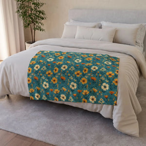 Yellow Wild Flowers Soft Polyester Blanket - Dipaliz - Blankets