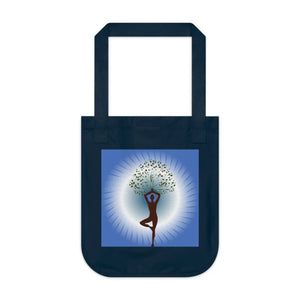 Organic Canvas Tote Bag Tree Woman Yoga Design Dipaliz - Shopping Totes