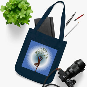 Organic Canvas Tote Bag Tree Woman Yoga Design Dipaliz - Shopping Totes