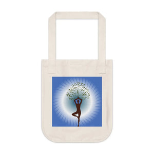 Organic Canvas Tote Bag Tree Woman Yoga Design Dipaliz - Shopping Totes