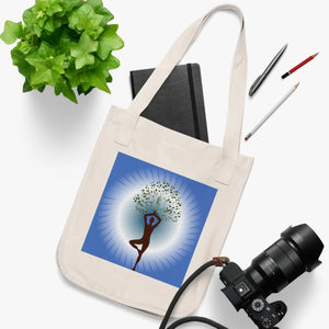 Organic Canvas Tote Bag Tree Woman Yoga Design Dipaliz - Shopping Totes