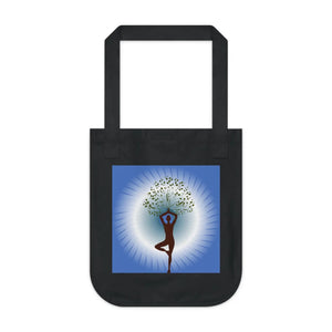Organic Canvas Tote Bag Tree Woman Yoga Design Dipaliz - Shopping Totes