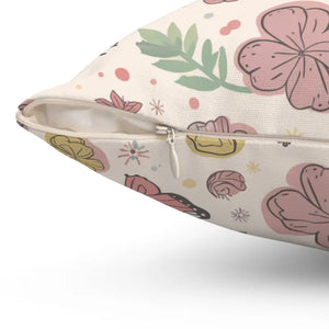 Flowers and Butterflies Throw Pillow - Polyester Comfort - Dipaliz - Pillows