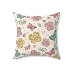 Flowers and Butterflies Throw Pillow - Polyester Comfort - Dipaliz - Pillows