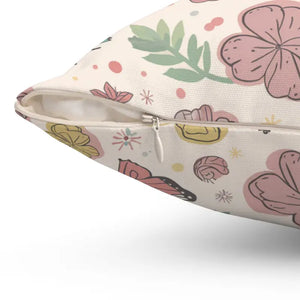 Flowers and Butterflies Throw Pillow - Polyester Comfort - Dipaliz - Pillows