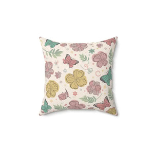 Flowers and Butterflies Throw Pillow - Polyester Comfort - Dipaliz - Pillows