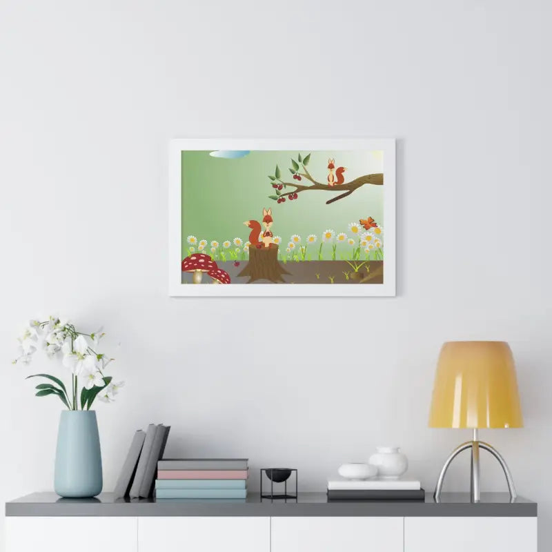 Discover Nature: Squirrels in Forest Framed Horizontal Poster