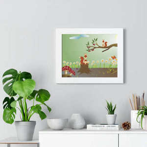 Forest Framed Horizontal Poster - Vibrant Squirrels - Dipaliz - Posters Prints & Visual Artwork