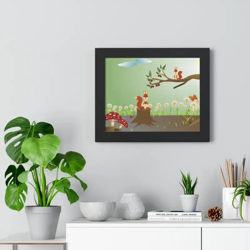 Discover Nature: Squirrels in Forest Framed Horizontal Poster