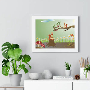 Forest Framed Horizontal Poster - Vibrant Squirrels - Dipaliz - Posters Prints & Visual Artwork