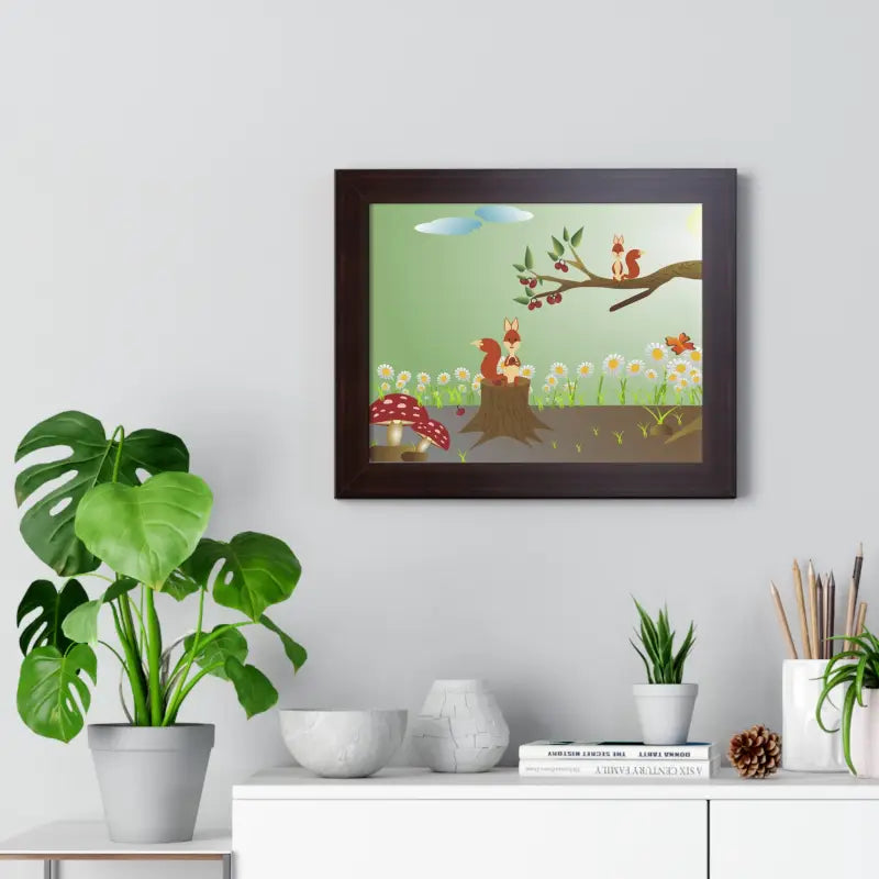 Discover Nature: Squirrels in Forest Framed Horizontal Poster