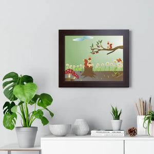 Forest Framed Horizontal Poster - Vibrant Squirrels - Dipaliz - Posters Prints & Visual Artwork