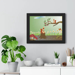 Forest Framed Horizontal Poster - Vibrant Squirrels - Dipaliz - Posters Prints & Visual Artwork