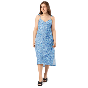 Floral Capri Blue Midi Dress – Effortlessly Chic Style - Dipaliz - Dresses - Xs